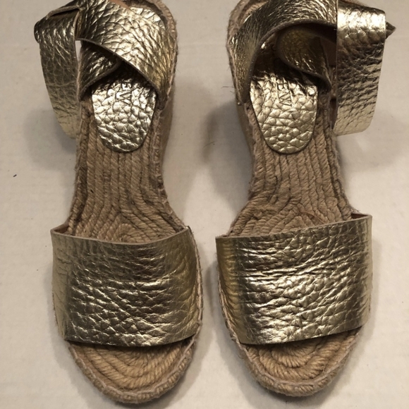 J Crew Corsica Gold Leather Espadrilles - Picture 2 of 7